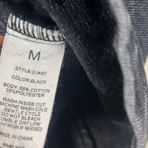 Ci Sono Jacket Womens M Black Moto Denim Biker Distressed Crop Rocker Grunge Y2K - Picture 6 of 6